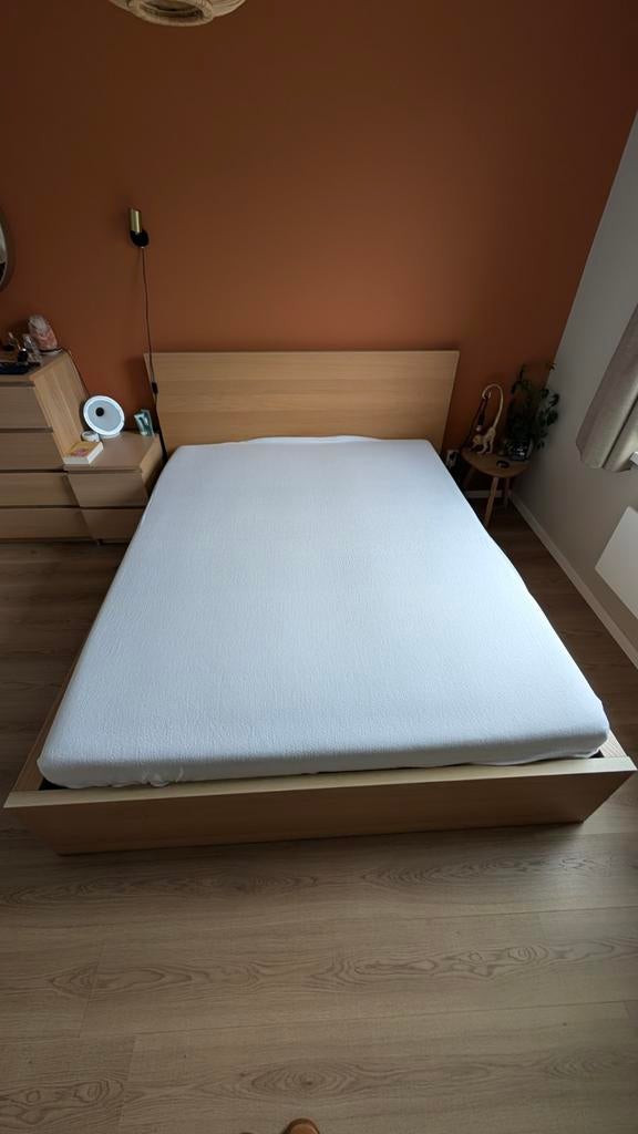 Ikea Malm bed 160 x 200cm exclusief matras, Ophalen, Gebruikt, Wit, Tweepersoons