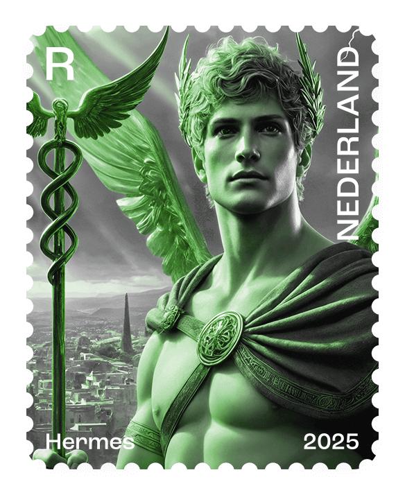 NL crypto zegel 4 - Hermes - groen met NFT, Ophalen, Na 1940, Postfris