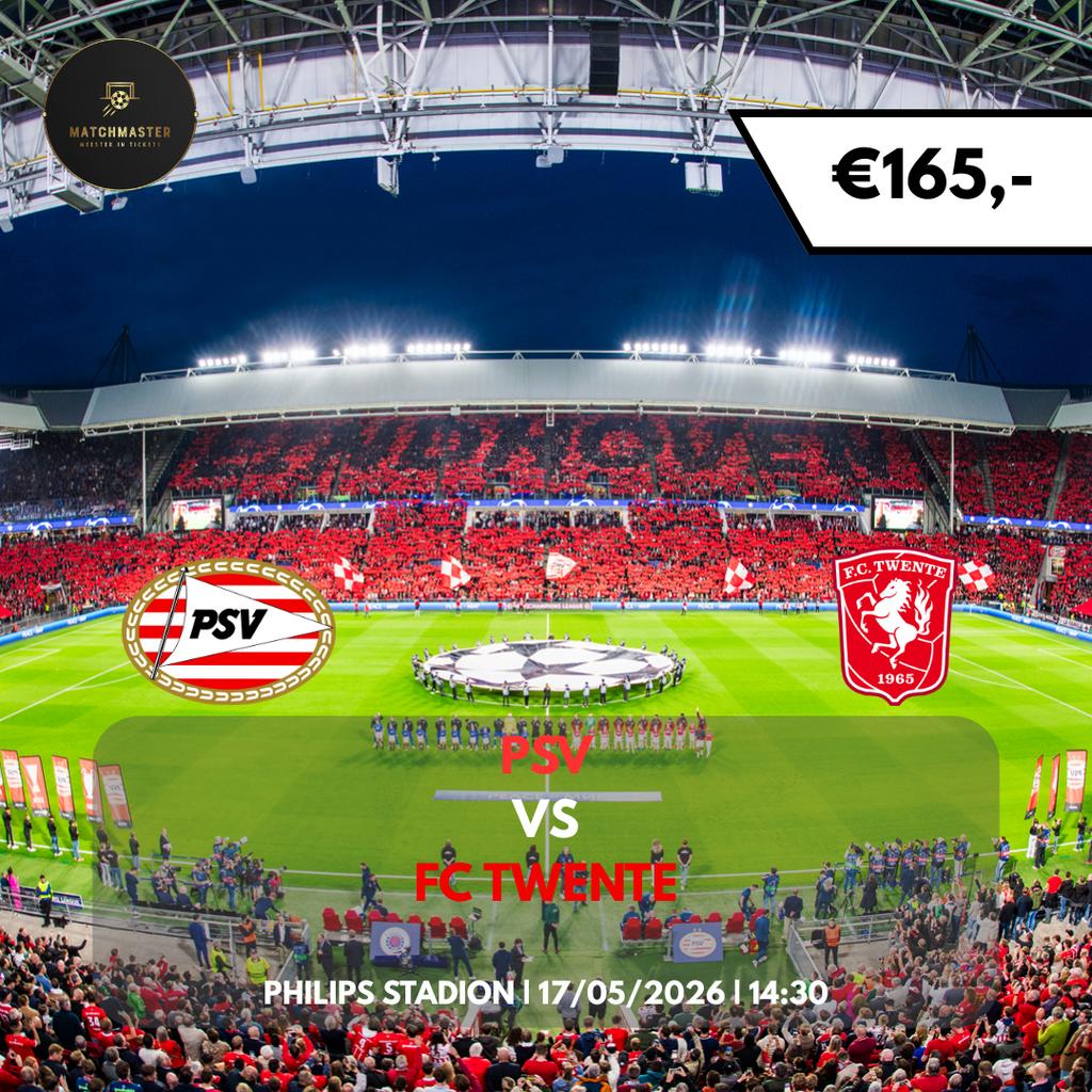 Tickets PSV - FC Twente (incl €20 Fanshop giftcard), Losse kaart, Drie personen of meer, Mei