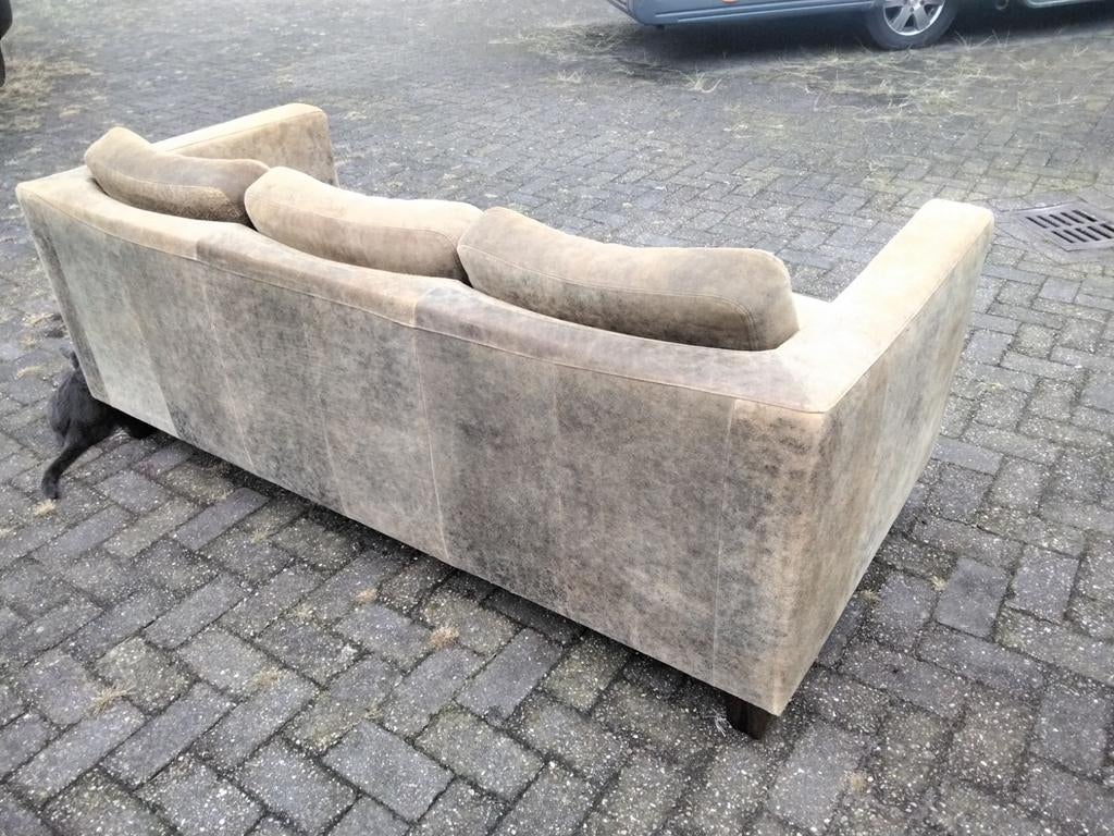 3 zits bank geruwd zog. Pilotenleer, 150 tot 200 cm, Tweepersoons, 75 tot 100 cm, Ophalen of Verzenden