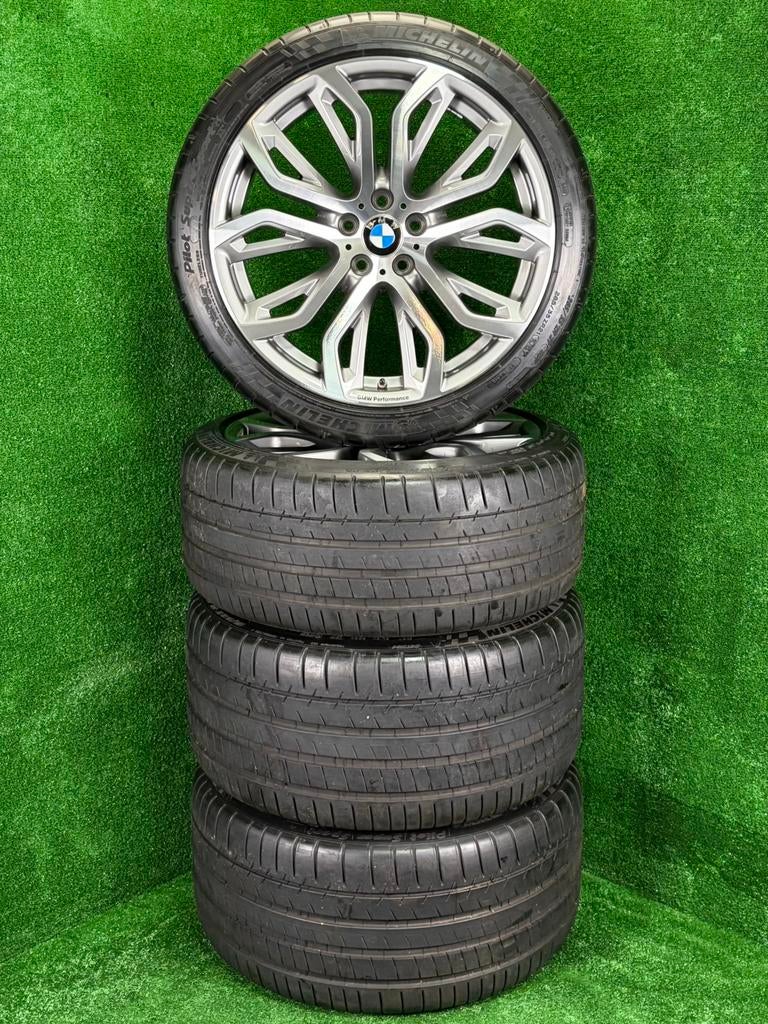Originele 21 inch BMW style 375 velgen met banden X5 X6 F15, Gebruikt, 285 mm, Banden en Velgen, Germany