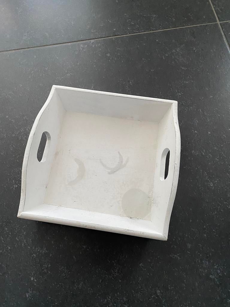 GRATIS Houten mini dienblad bakje tray wit, Ophalen, Gebruikt, Vierkant, Hout