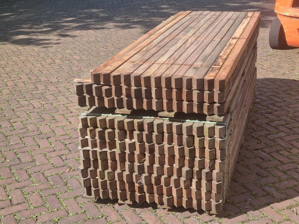 Hardhouten palen geschaafd 6.4x6.4 cm, Ophalen, Palen, Nieuw, Hardhout