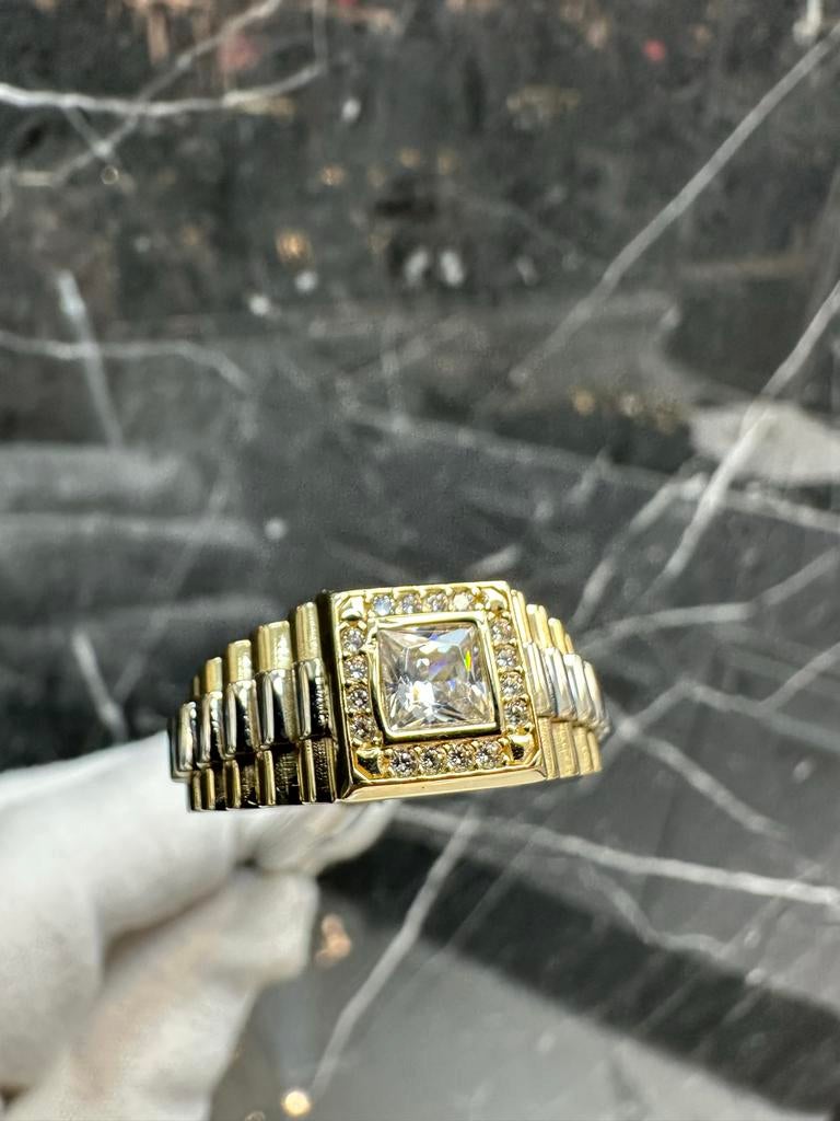 14k Gouden Rolex-stijl Ring, 19 tot 20, Heer, Nieuw, Ophalen of Verzenden