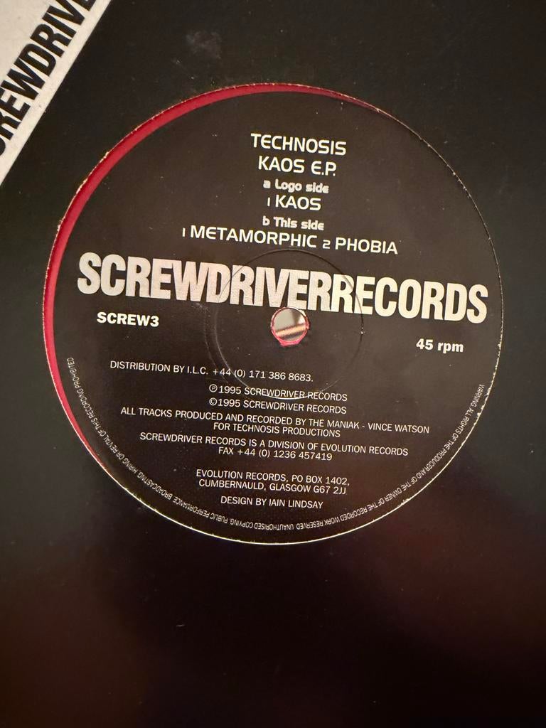 Gabber Vinyl Technosis Kaos Ep, Ophalen of Verzenden, Gebruikt, 12 inch, Techno of Trance