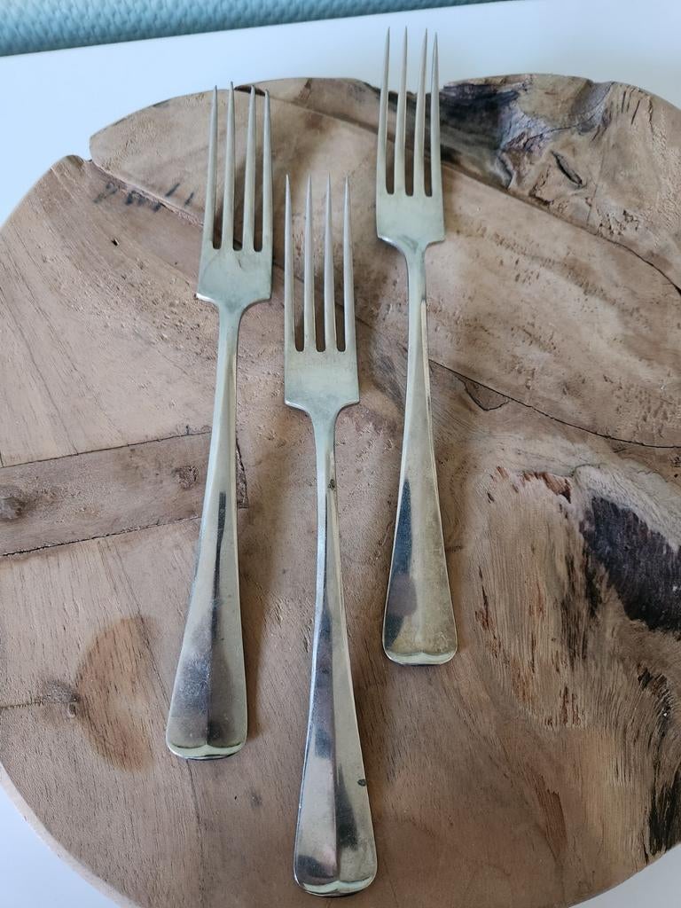 3x Gero Alpacca vork - Haags lofje, Antiek en Kunst, Antiek | Bestek, Ophalen of Verzenden