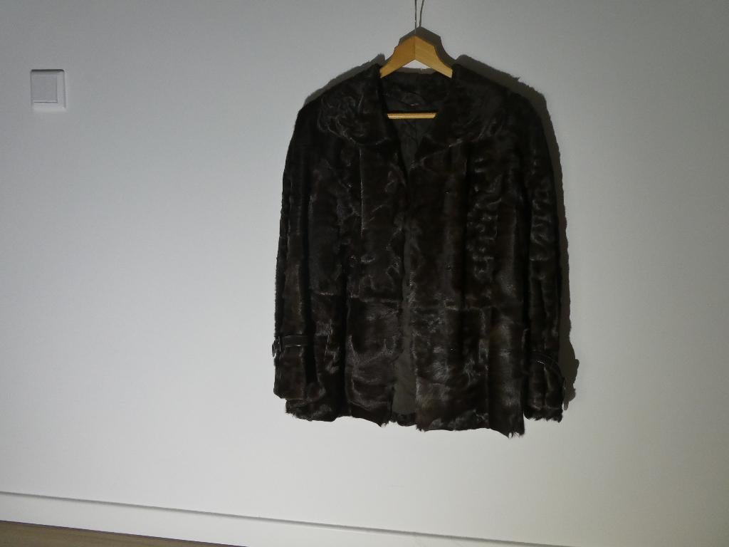 Vintage nerts bontjas – donkerbruin – maat S/M, Ophalen, Bruin, Onbekend, Maat 36 (S)