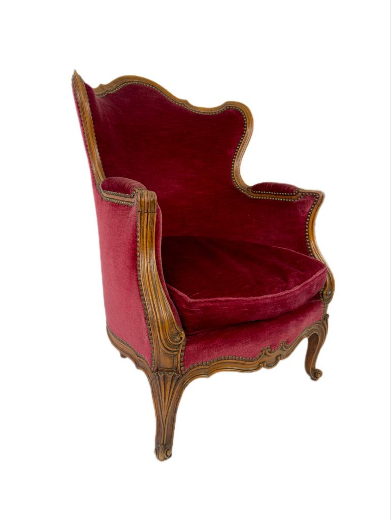 Rode Antiek Barok Fauteuil - Mooie Klassieke Stijl, Ophalen, Gebruikt, 75 tot 100 cm, 50 tot 75 cm