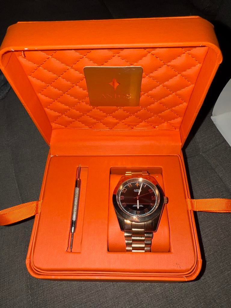 Astos Limited Edition Gold - Nieuw!, Sieraden, Tassen en Uiterlijk, Horloges | Heren, Overige merken, Staal, Polshorloge, Nieuw