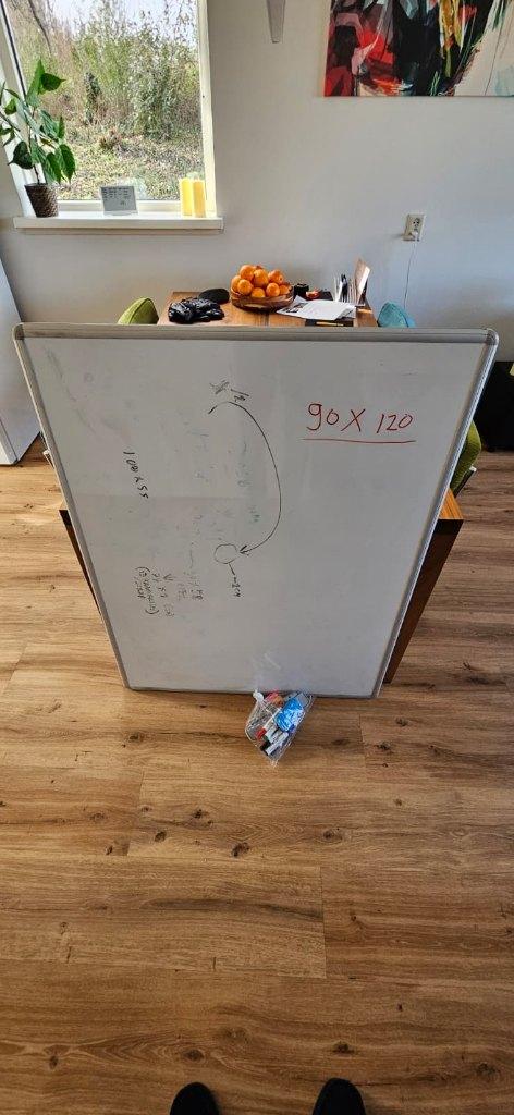 Whiteboard 90*120cm, Ophalen, Zo goed als nieuw, Whiteboard