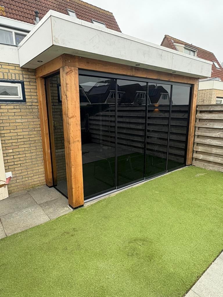 Glazen schuifwanden helder en getint inc montage, Ophalen, Nieuw, Veranda