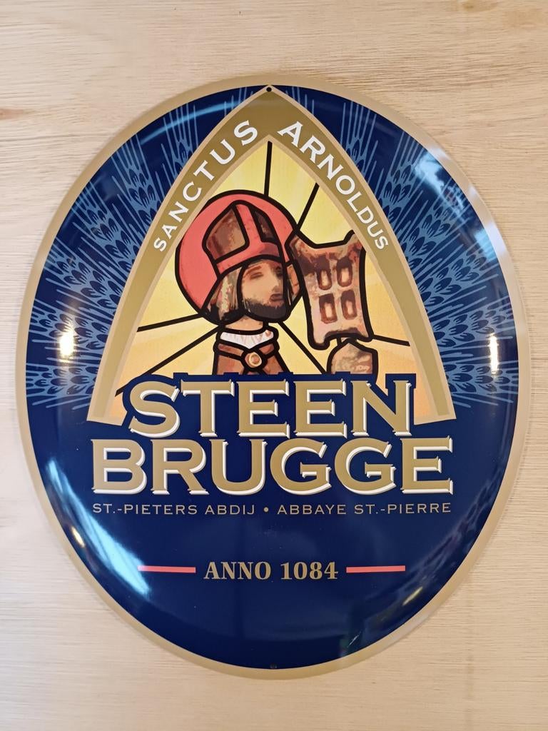 Steenbrugge Abdij Bier Origineel Reclamebord Metaal, Ophalen, Nieuw, Reclamebord, Plaat of Schild, Bavaria