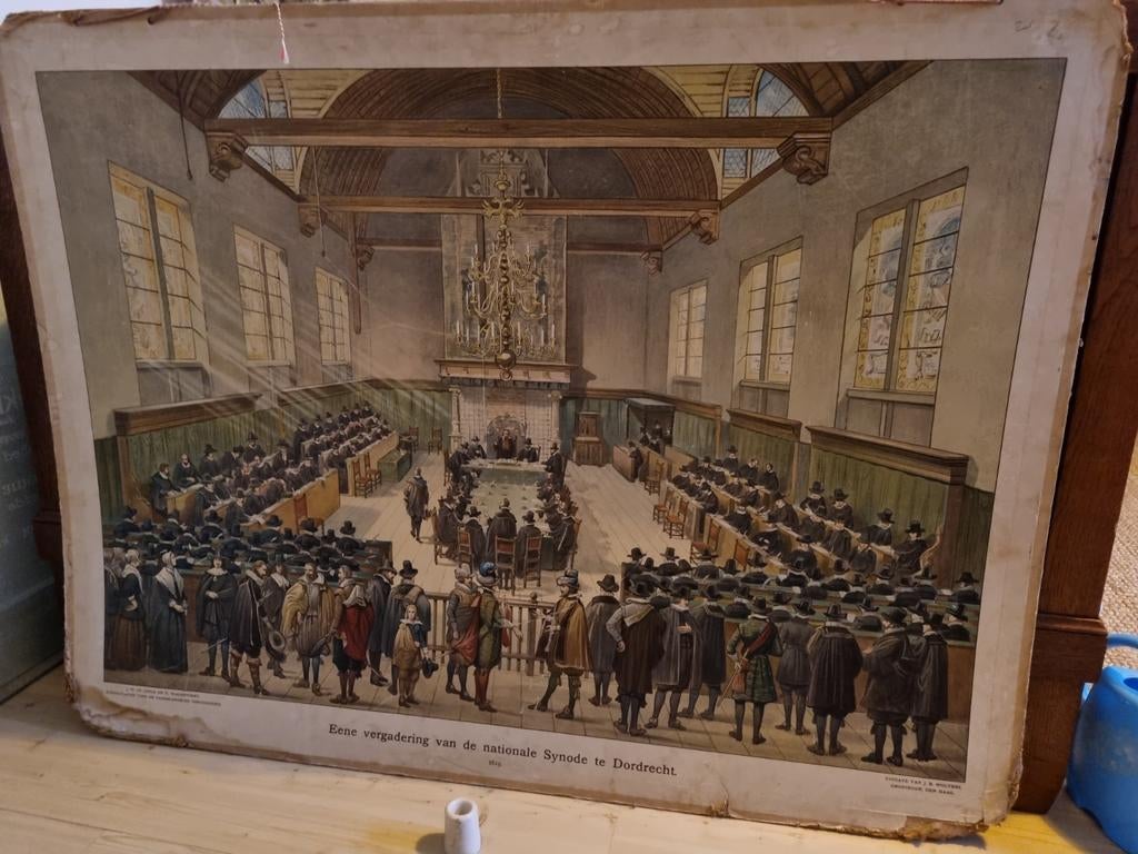 Oude schoolplaat Synode te Dordrecht, Ophalen