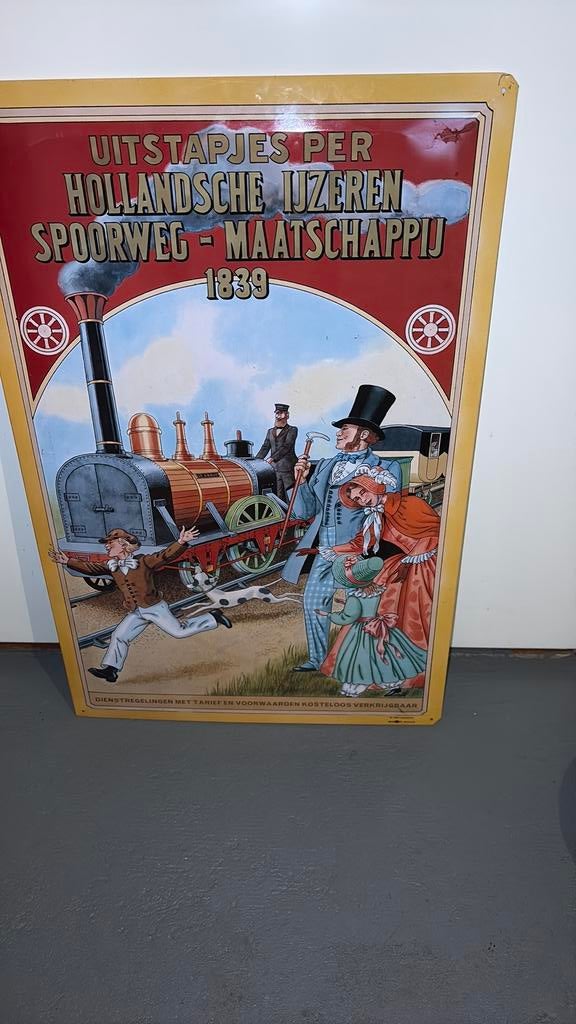 Metalen boord hollandsche ijzeren spoorweg maatschappij, Ophalen of Verzenden, Zo goed als nieuw, Trein, Overige typen