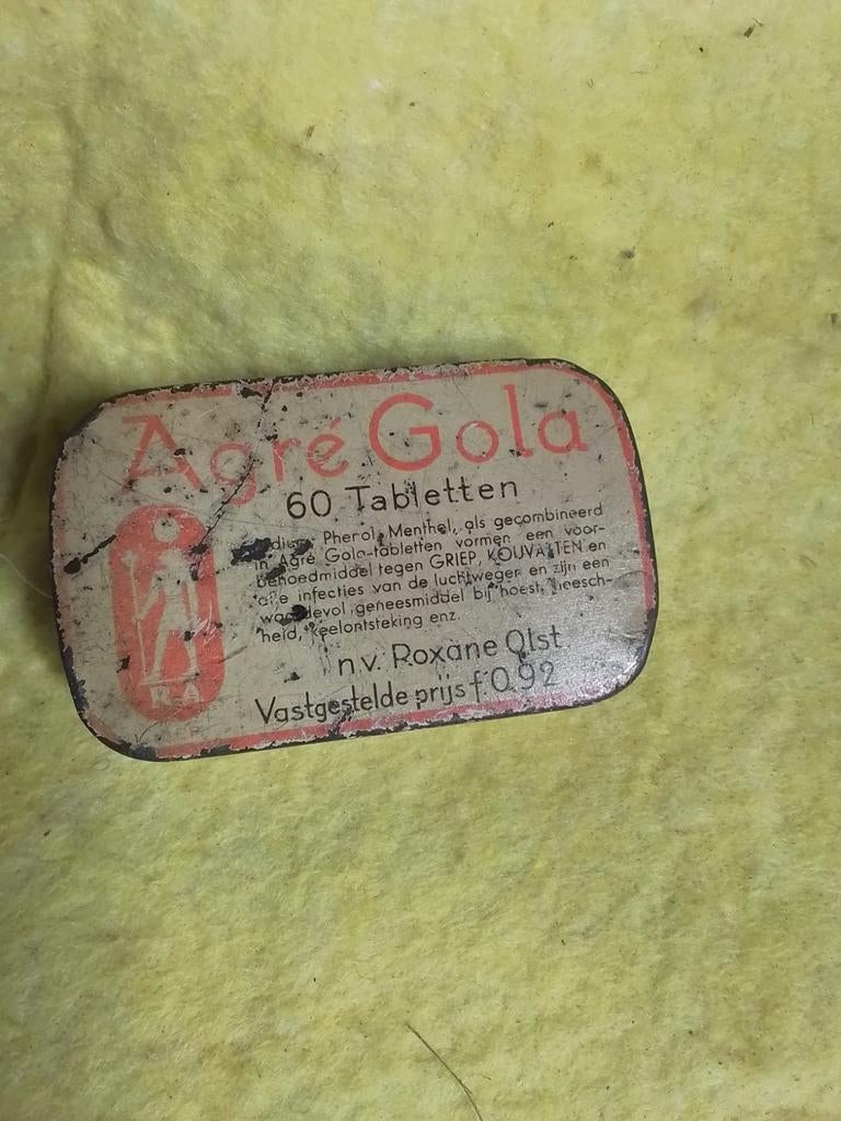 9428) zeldzaam blikje Agre Gola tabletten, Verzamelen, Blikken, Ophalen of Verzenden, Overige