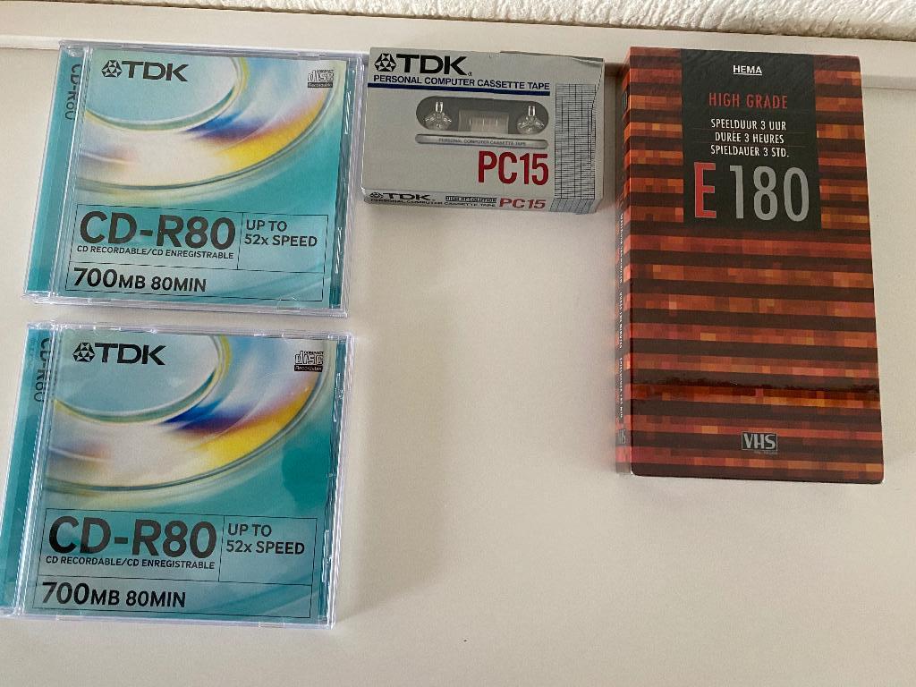 TDK DVD+R en TDK CD-R80 en VHS videoband en cassette tape, Ophalen of Verzenden, Nieuw, Dvd, TDK