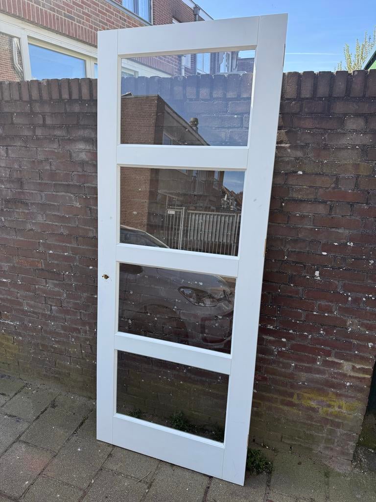 Stompe binnendeur met glas 93x231,5, Doe-het-zelf en Verbouw, Deuren en Horren, Ophalen, Gebruikt, 80 tot 100 cm, 215 cm of meer