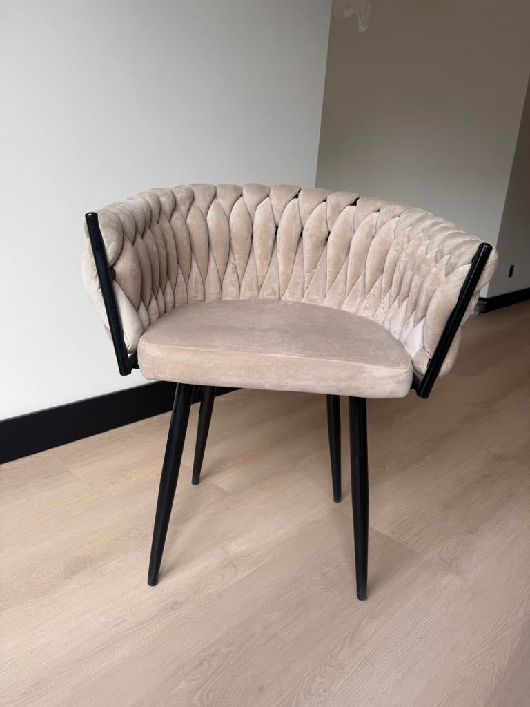 Design fluwelen eetkamer stoelen 5 stuks, Ophalen of Verzenden, Zo goed als nieuw