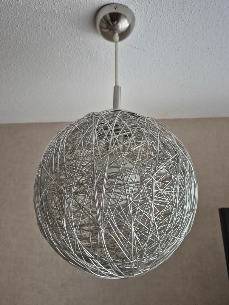 Ronde zilverdraad hanglamp doorsnede 34 cm, Ophalen of Verzenden
