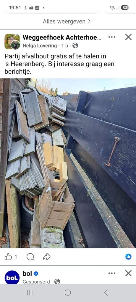 Brandhout, Minder dan 3 m³, Ophalen