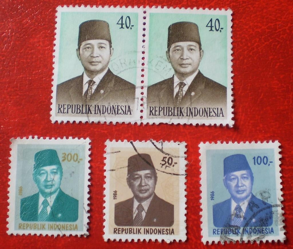 Indonesië - 5x President Soekarno, Verzenden, Gestempeld, Zuidoost-Azië