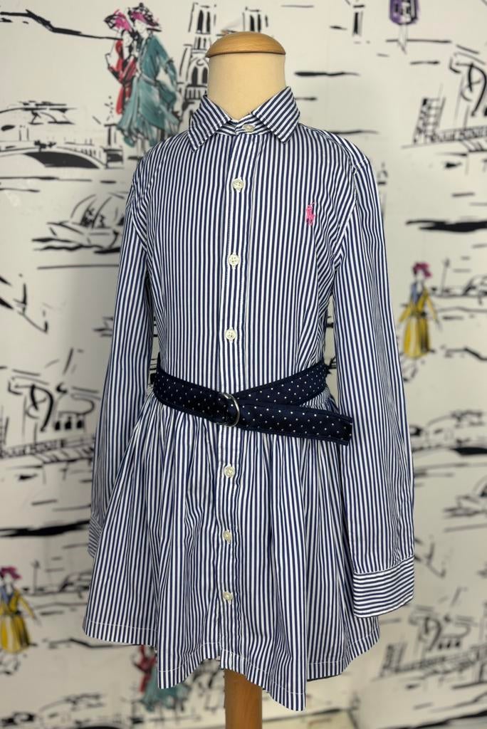 Ralph Lauren gestreepte overhemdjurk maat 7, Ralph Lauren, Jurk of Rok, Ralph Lauren EU, Verzenden