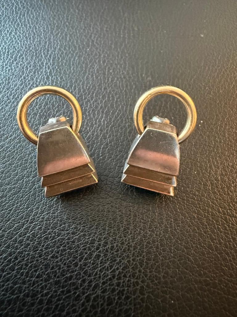 MORELLI 14K & 925 Sterling Modernist Wing Earrings, Ophalen of Verzenden, Zilver, Zilver, Hangers