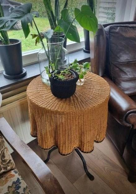 trompe-l'oeil rotan tafelkleed tafeltje bijzettafel, Ophalen, Rond, Minder dan 55 cm