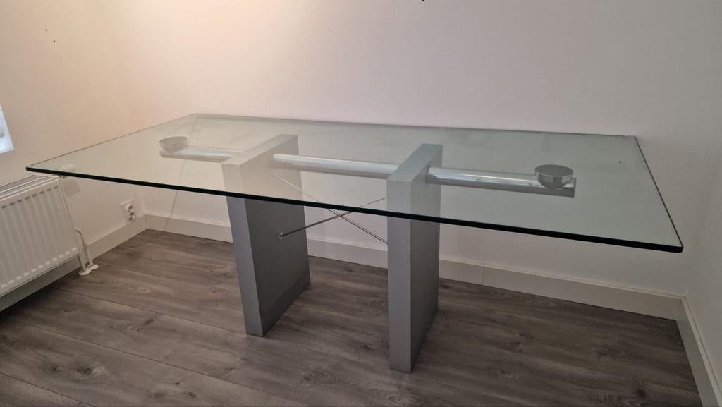 Glazen Design Eetkamertafel / Bureau 200x90cm, Huis en Inrichting, Ophalen, Modern design, Gebruikt, 50 tot 100 cm