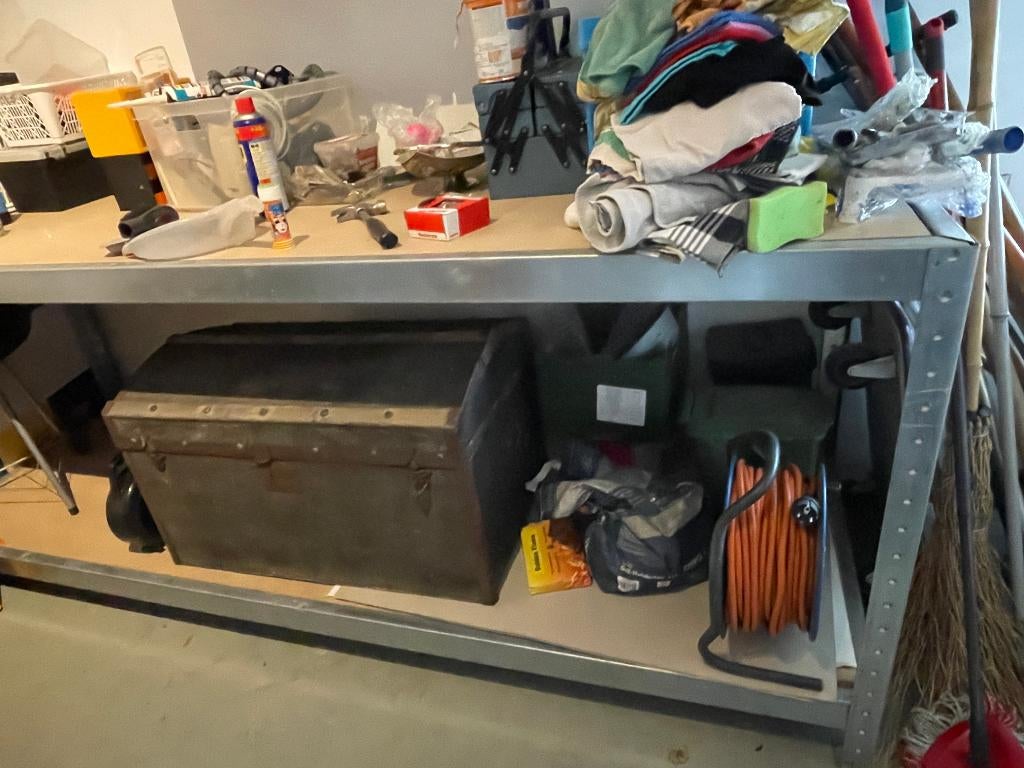 Robuuste Grootvakstelling werkbank – 250x80x97 cm (Verzinkt), Doe-het-zelf en Verbouw, Werkbanken, Ophalen, Gebruikt, 170 cm of meer