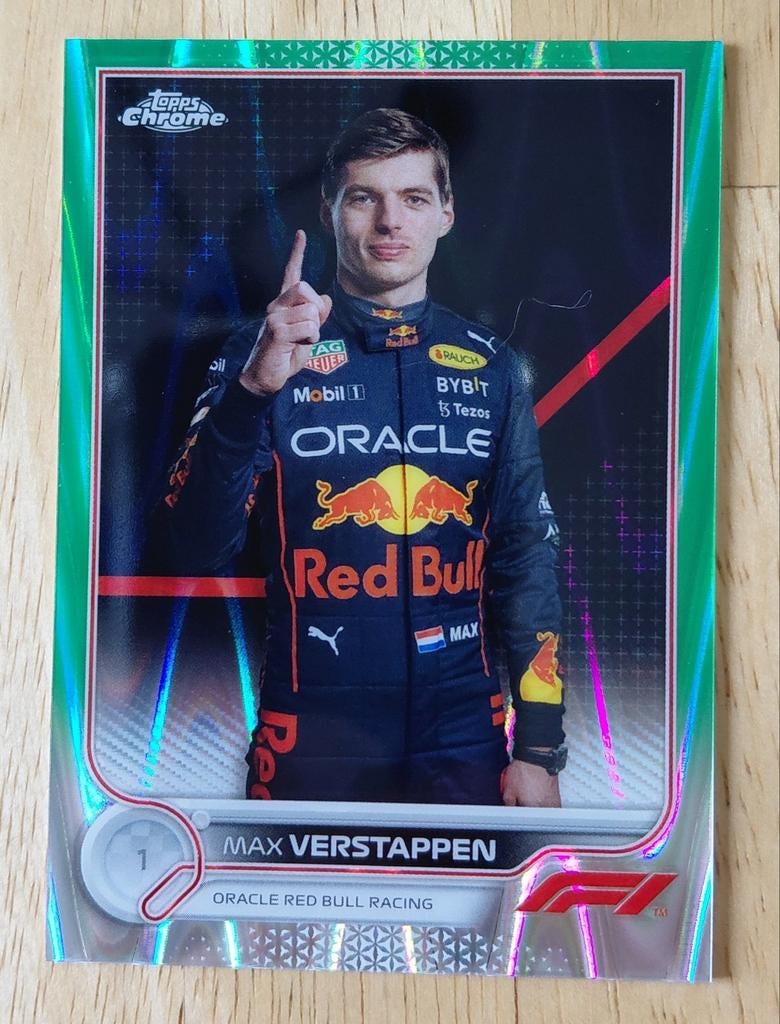 Topps F1 Verstappen 2022 Chrome green raywave  #1 portrait, Verzenden, Zo goed als nieuw, Plaatje