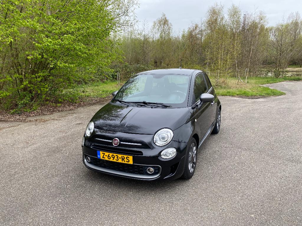 Fiat 500 Twinair Turbo 85pk 2019 Zwart, Voorwielaandrijving, 40 €/maand, Zwart, Leder
