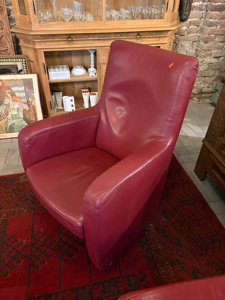 Set lederen W.Schillig fauteuils in nette staat, Huis en Inrichting, Fauteuils, Ophalen, Gebruikt, W. Schillig, Onbekend