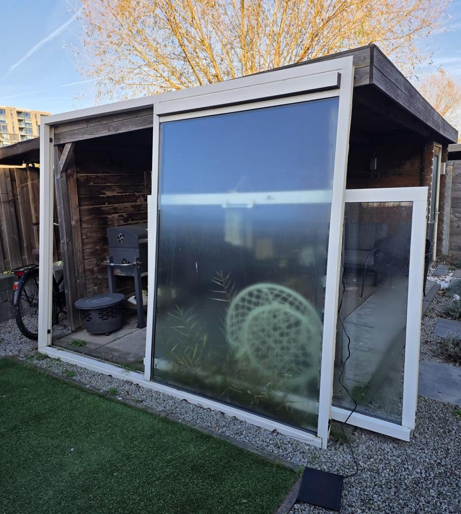 Aluminium schuifdeur dubbelglas, Ophalen, Gebruikt, Overige typen, Glas