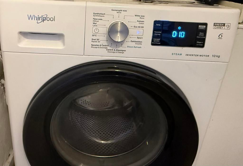 wasmachine zo goed als nieuwe 10 kg en a klaas, Witgoed en Apparatuur, Ophalen, Zo goed als nieuw, 1200 tot 1600 toeren, 85 tot 90 cm