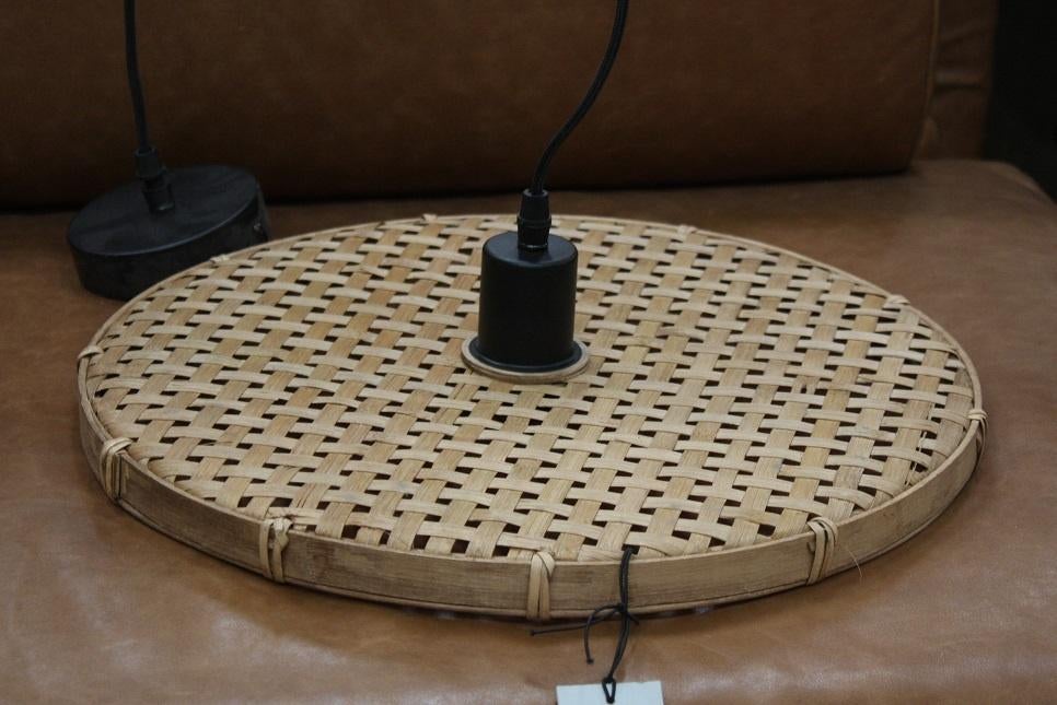 9 x platte ronde rotan hanglamp Paloma Light & Living