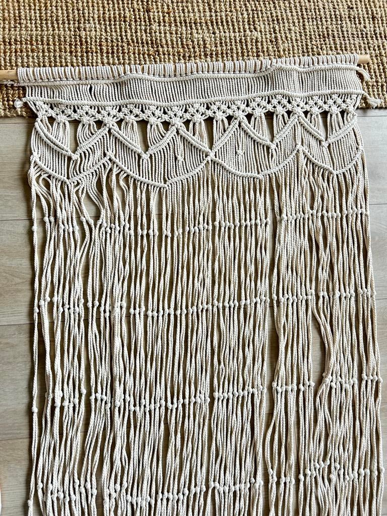 Macramé deurgordijn, Gebruikt, Crème, 150 tot 200 cm, 50 tot 100 cm