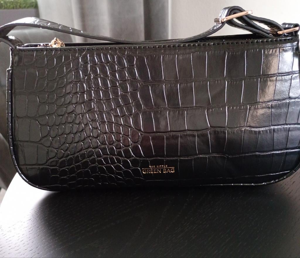 Zwarte croco schoudertas, Ophalen, Nieuw, Zwart, Schoudertasje
