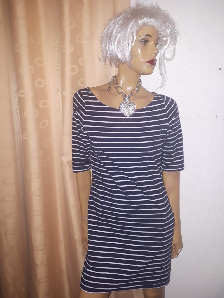 French Connection gestreepte jurk maat L blauw wit, French Connection, Blauw, Maat 42/44 (L), Ophalen of Verzenden