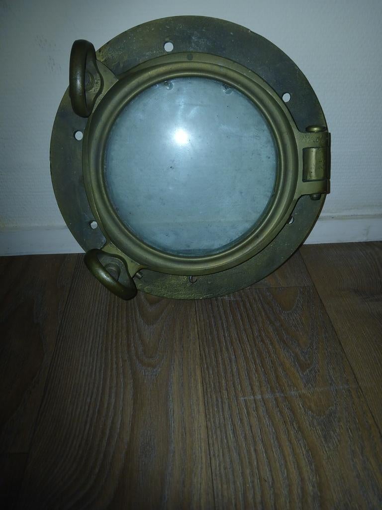 Zware messing patrijspoort - 33cm doorsnee, Antiek en Kunst, Ophalen of Verzenden