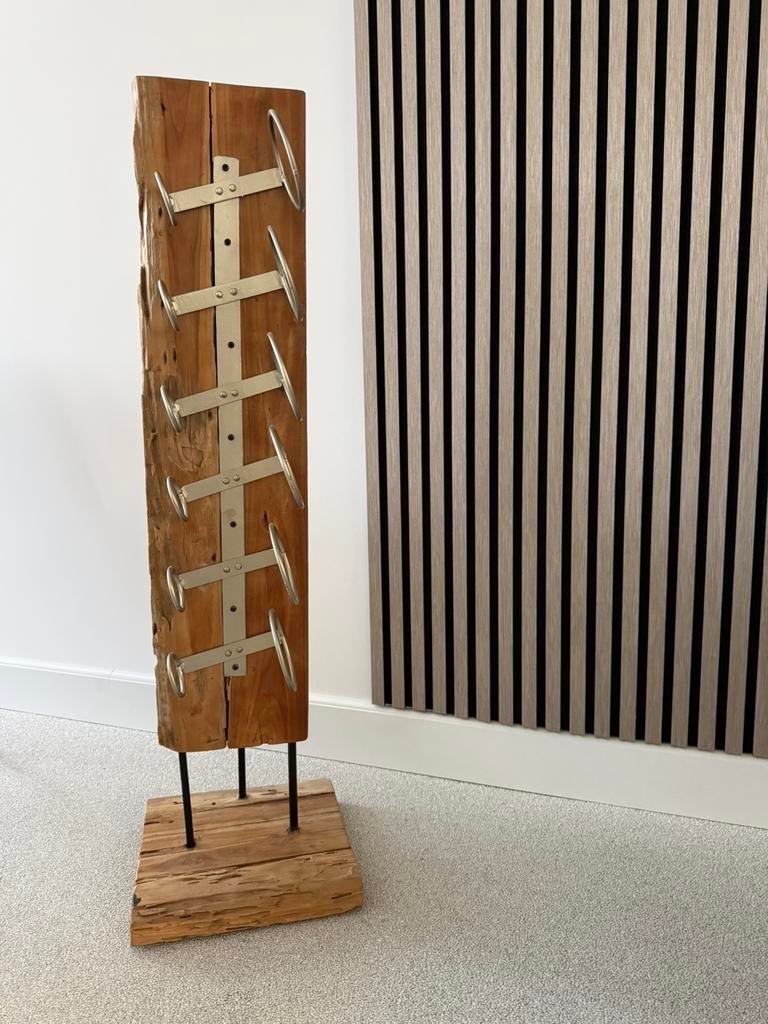 Wijnrek 6 vlessen drijfhout, 5 tot 15 flessen, Ophalen of Verzenden, Zo goed als nieuw, 75 cm of meer