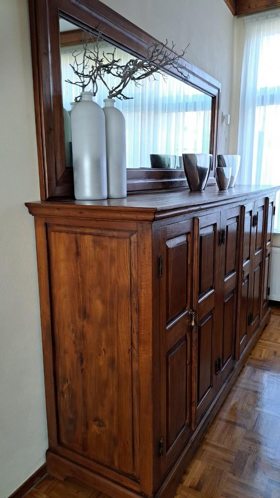 Houten Dressoir met of zonder Spiegel - Goede Staat, Ophalen, Gebruikt, 200 cm of meer, Overige houtsoorten