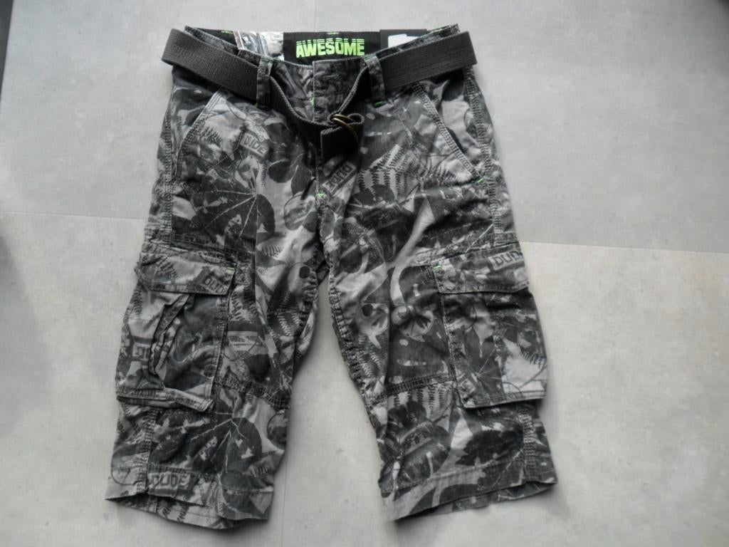 korte broek mt 158/164 grijs/zwart + riem, cc   nieuw, Broek, Verzenden, Coolcat, Nieuw