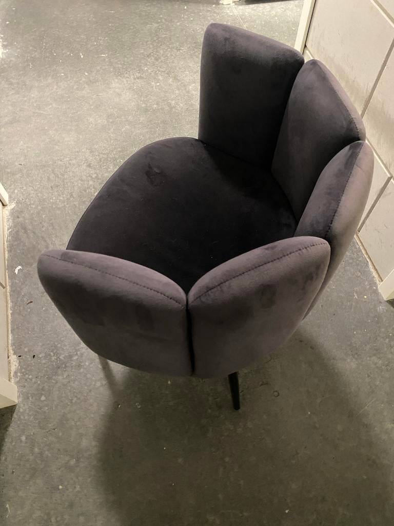 Zwarte velvet stoel in nieuwstaat, Huis en Inrichting, Stoelen, Ophalen, Zwart, Zo goed als nieuw, Eén
