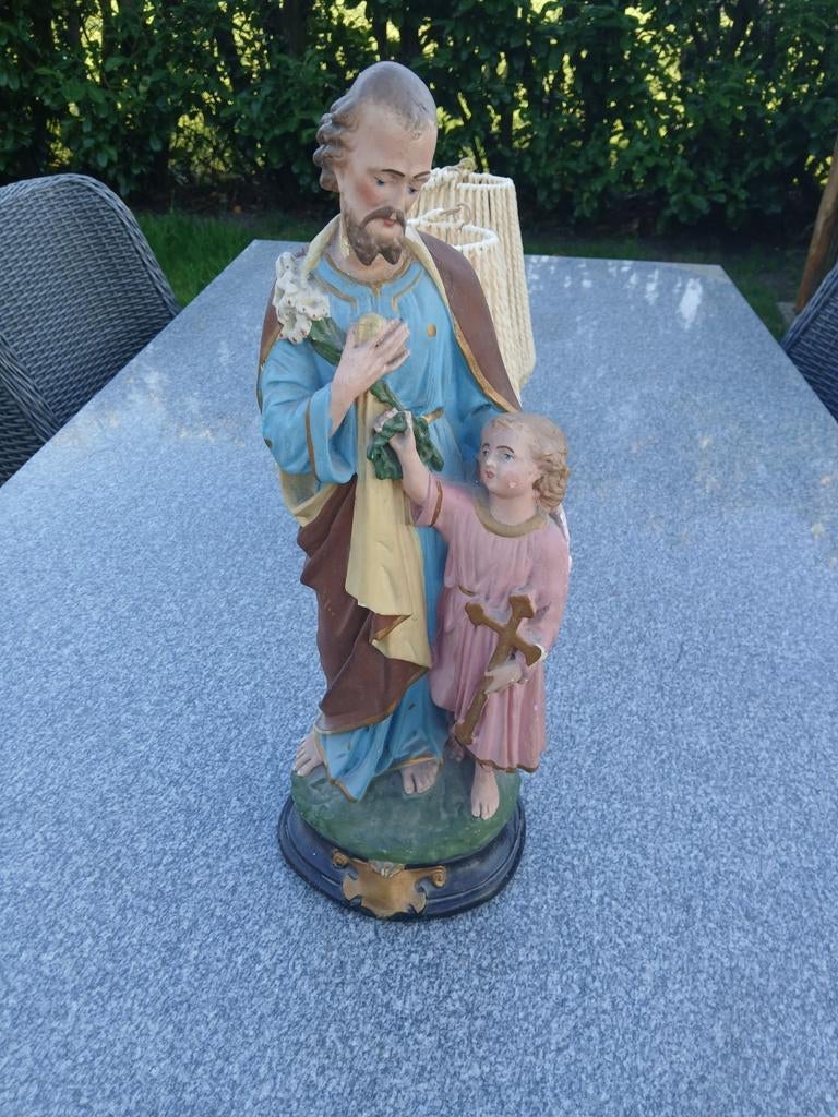 Religieus beeld van Jozef met kindje Jezus, Antiek en Kunst, Antiek | Religie, Ophalen of Verzenden
