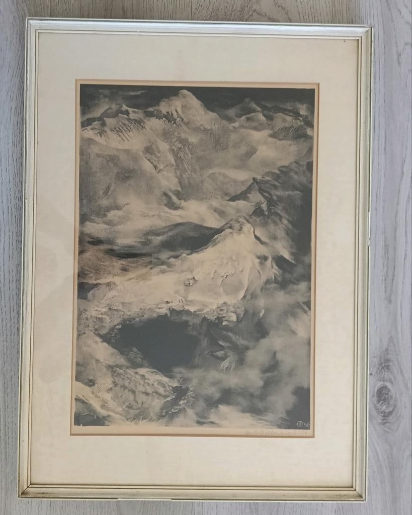 Aart van Dobbenburgh (1899-1988) - Landschap met vogel 1956, 1950 - 1999, Ophalen of Verzenden, Lithografie, Flora en Fauna