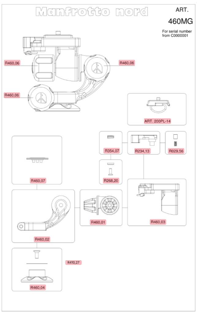 Onderdelen Manfrotto 460MG statiefkop, Tripodguru@outlook.com, Gebruikt, Tripodguru.com, Overige typen