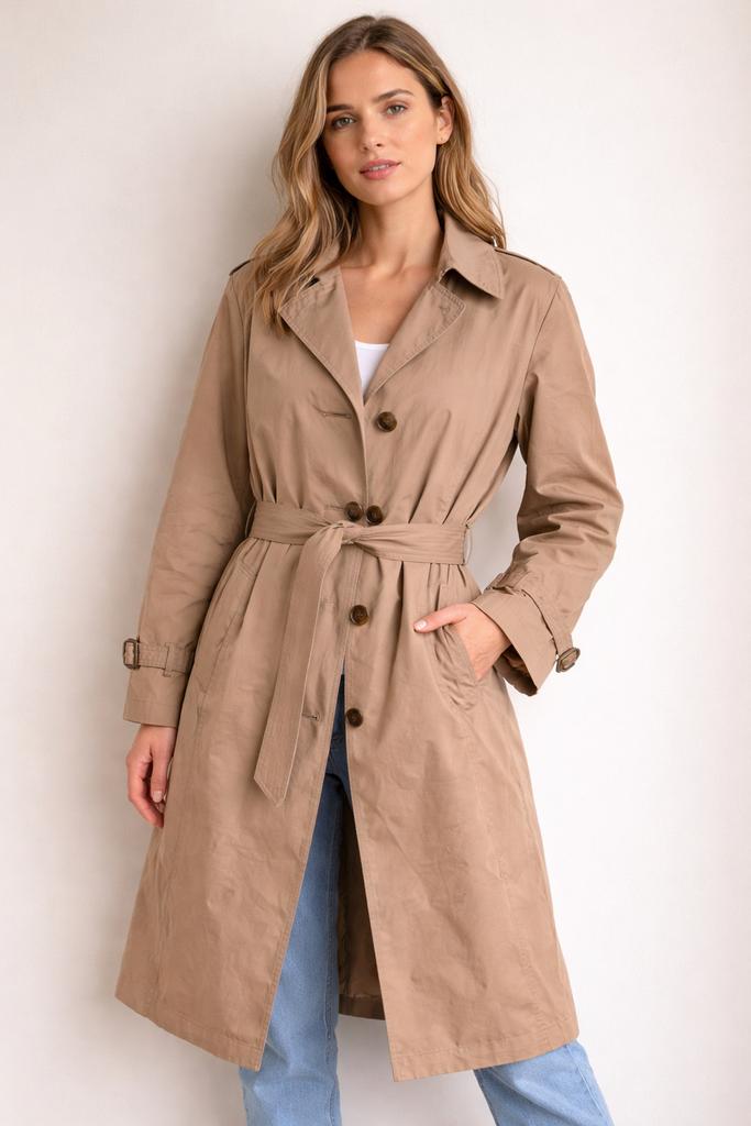 London Fog - Vintage trench coat vrouwen dames jas beige L, Beige, Maat 42/44 (L), Ophalen of Verzenden, Zo goed als nieuw