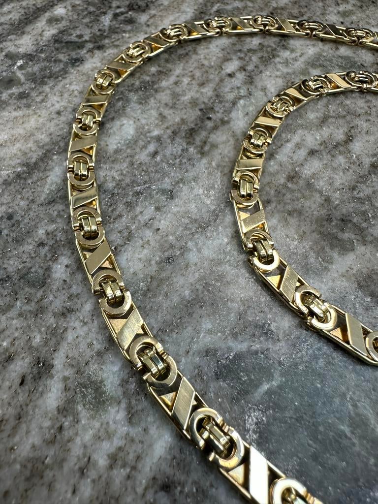 Prachtige 14k Gouden Massieve Valentino Ketting, Ophalen of Verzenden, Zo goed als nieuw, Goud
