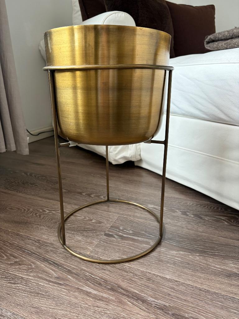 Zara Home Gouden Plantenbak, Rond, Binnen, Zo goed als nieuw, Metaal
